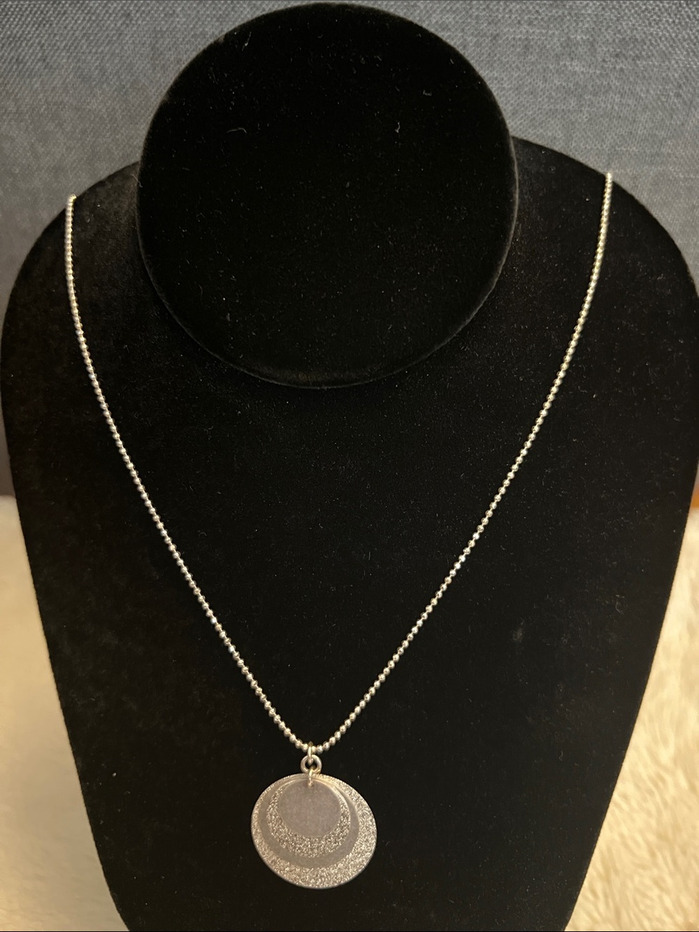 Long Chain Sweater Silver Double Disc Pendant Necklace - N004